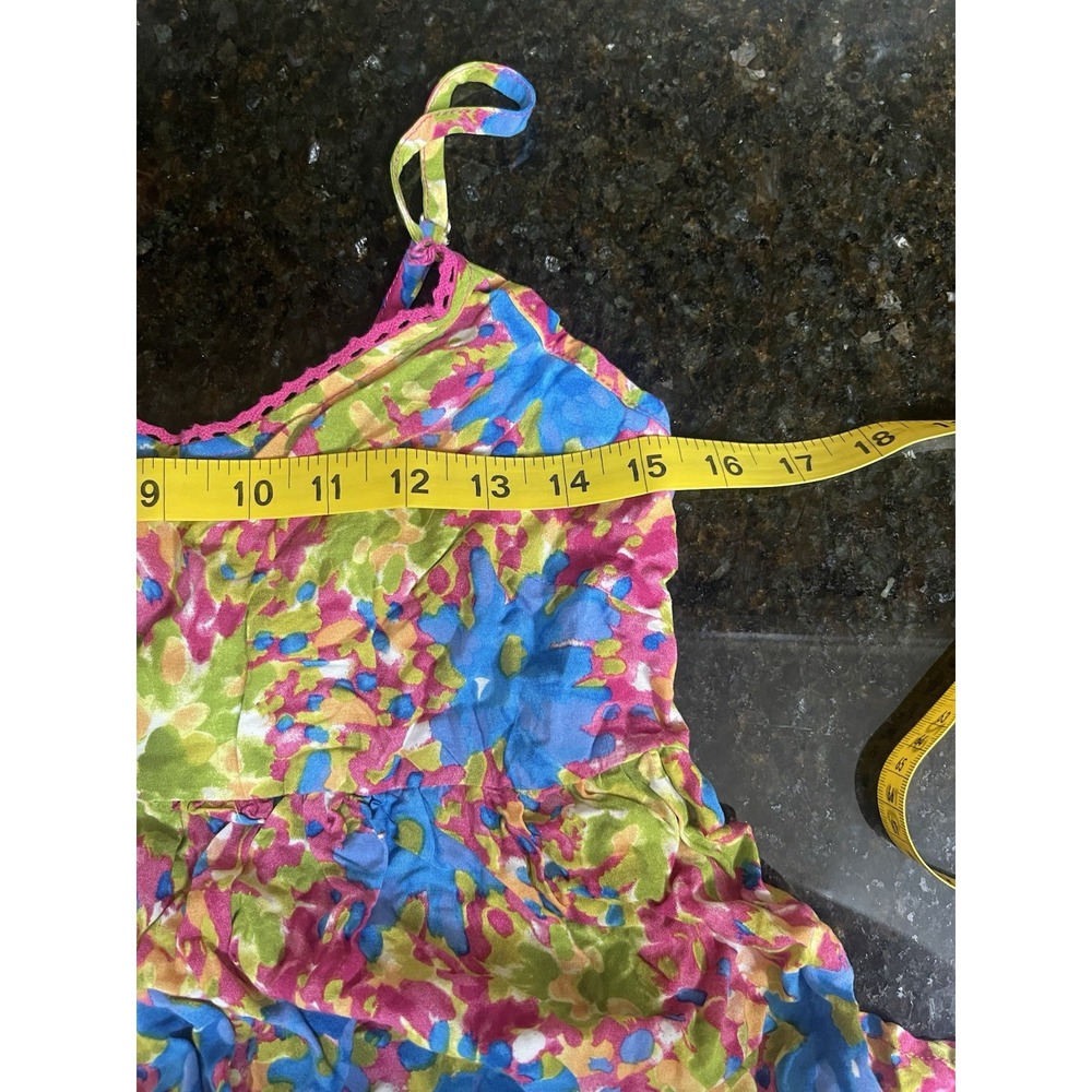 Natural Life Gigi Mini Dress Size M Scalloped Floral Boho Cottage Vacation Beach - Picture 9 of 10